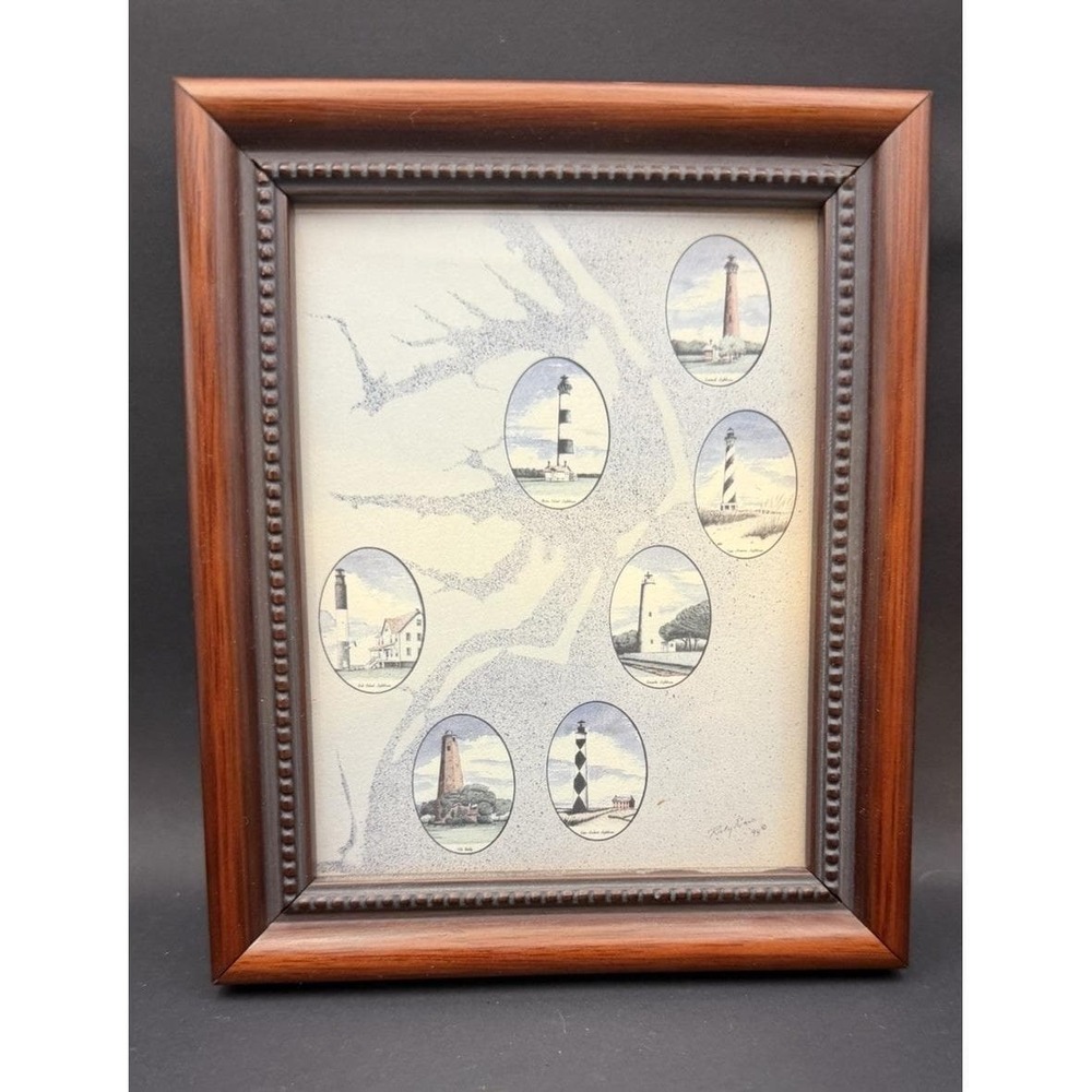 Outer Banks Lighthouse Print Framed Ricky Evans Cape Hatteras NC Coastal